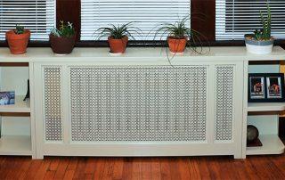 Custom Radiator Cover with mesh screen and bookends